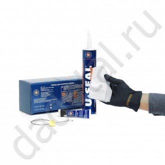 Набор для вклейки автомобильного стекла: полиуретановый клей для стекол U-Seal 201 , грунт U-Primer в тюбике 10 мл., салфетка с пропиткой, струна четырехгранная, перчатки нитриловые – 1 пара